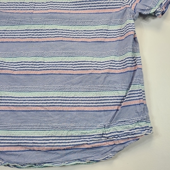 Nautica Short Sleeve Seersucker Button Down Shirt Striped, Size Large - Picture 11 of 15